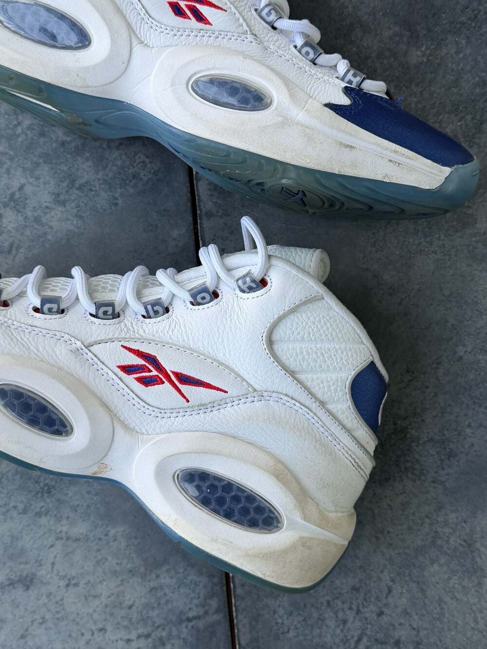 Reebok Question Mid Blue Toe Pearlized Basketball Shoes - Picture 2 of 8